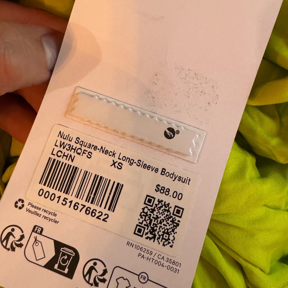Lululemon wundermost square neck bodysuit long sleeve
